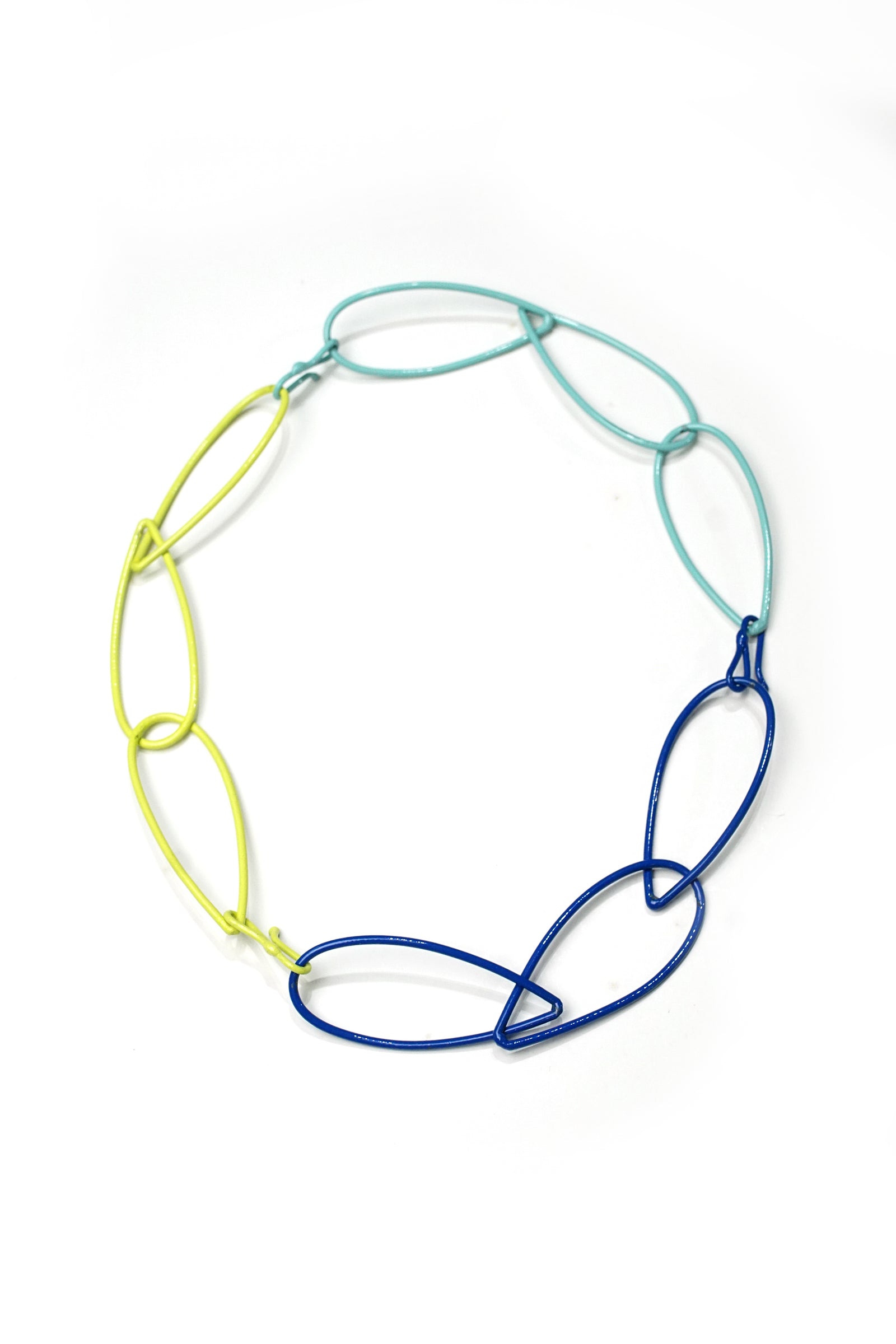 Modular Necklace in blue, teal, and neon