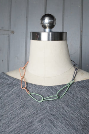 Modular Necklace in Coral, Green, and Grey