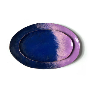 Chroma Colorful Decorative Metal Tray in Lavender and Navy