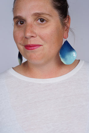Chroma Statement Earrings in Azure Blue and Faded Teal