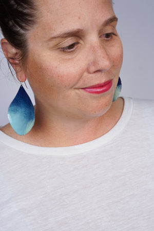 Chroma Statement Earrings in Azure Blue and Faded Teal