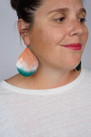 Chroma Statement Earrings in Dusty Rose and Emerald