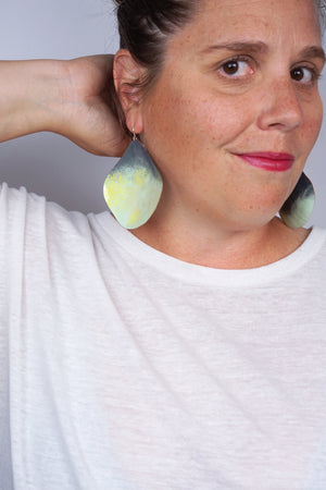 Chroma Statement Earrings in Grey and Soft Mint