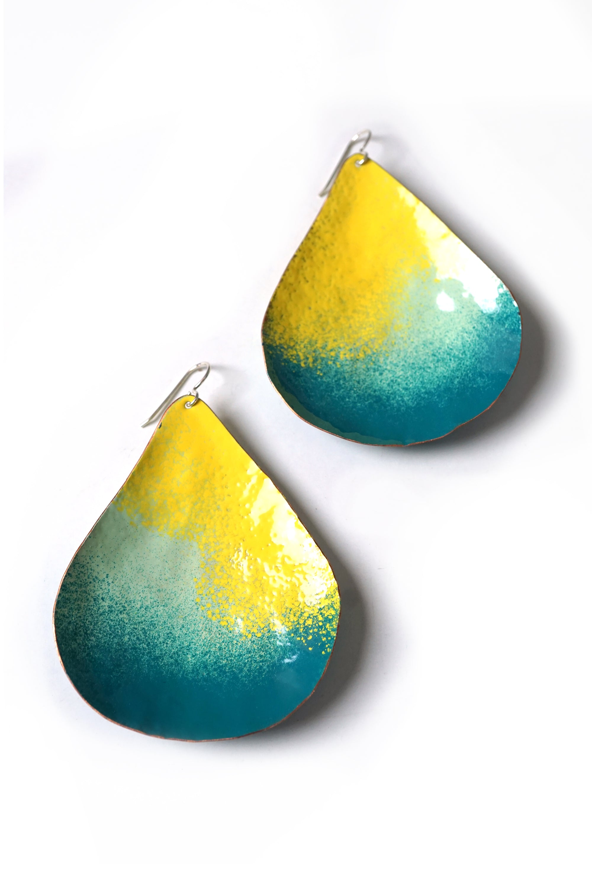 Chroma Statement Earrings in Yellow and Bold Teal