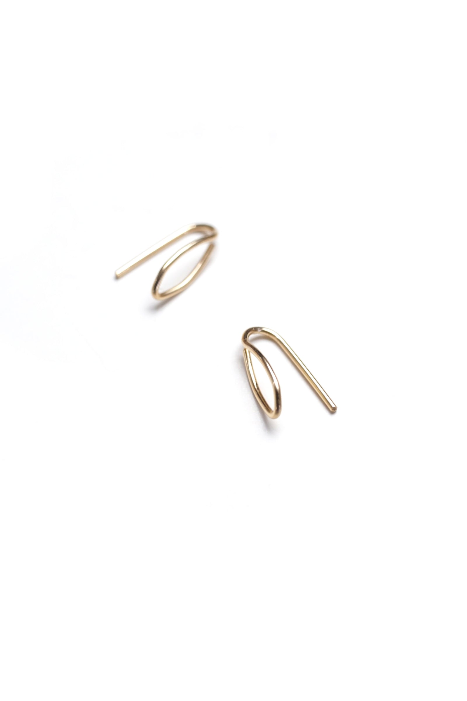 Tiny Leaf Threader Earrings in silver or gold-filled