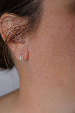 Tiny Leaf Threader Earrings in silver or gold-filled