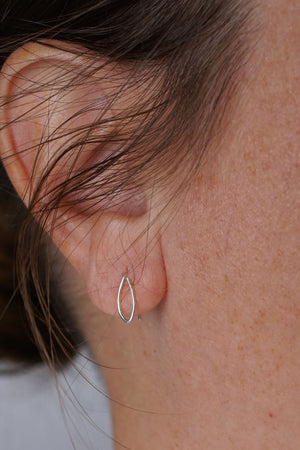 Tiny Leaf Threader Earrings in silver or gold-filled