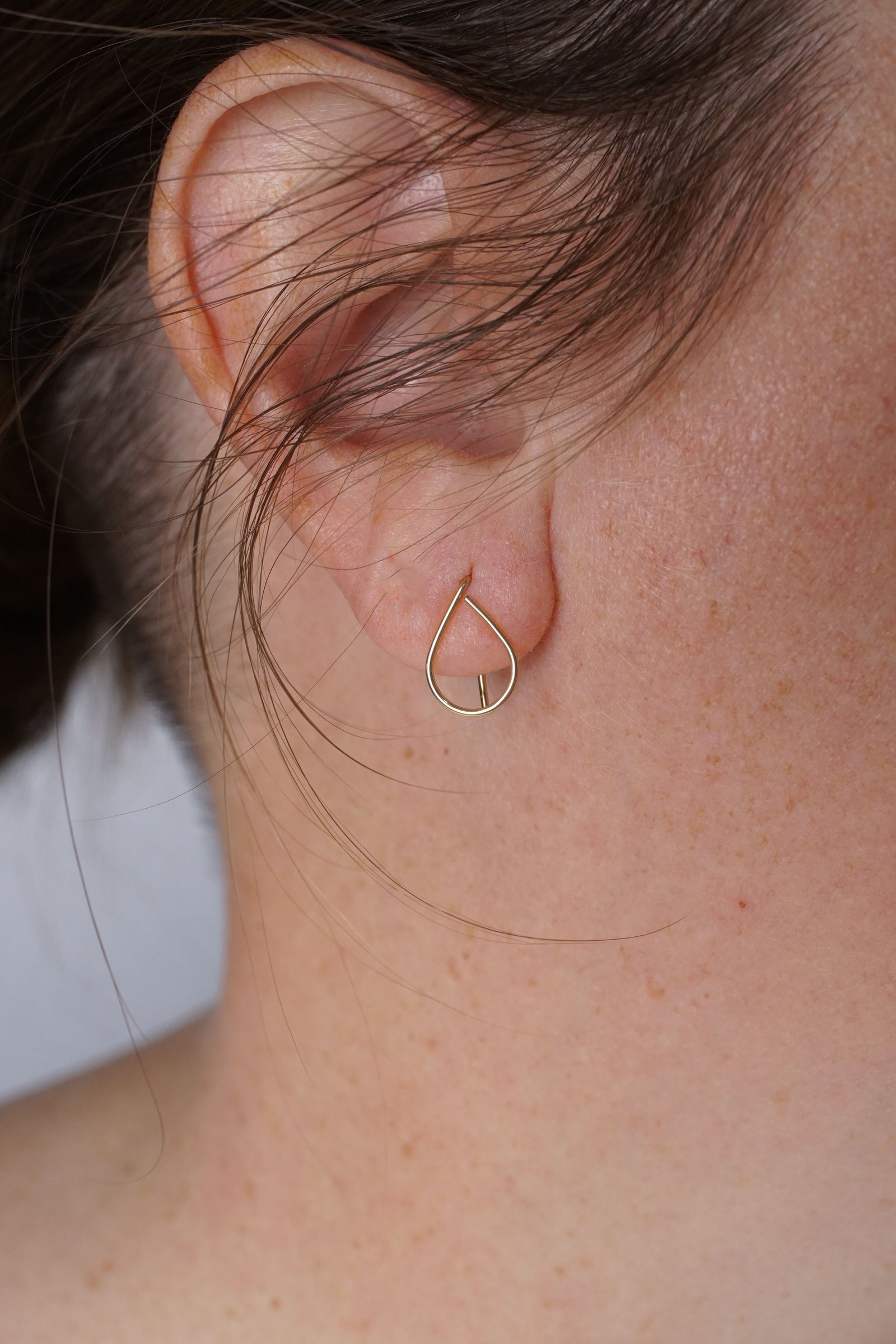 Extra Small Droplet Threader Earrings in silver or gold-filled