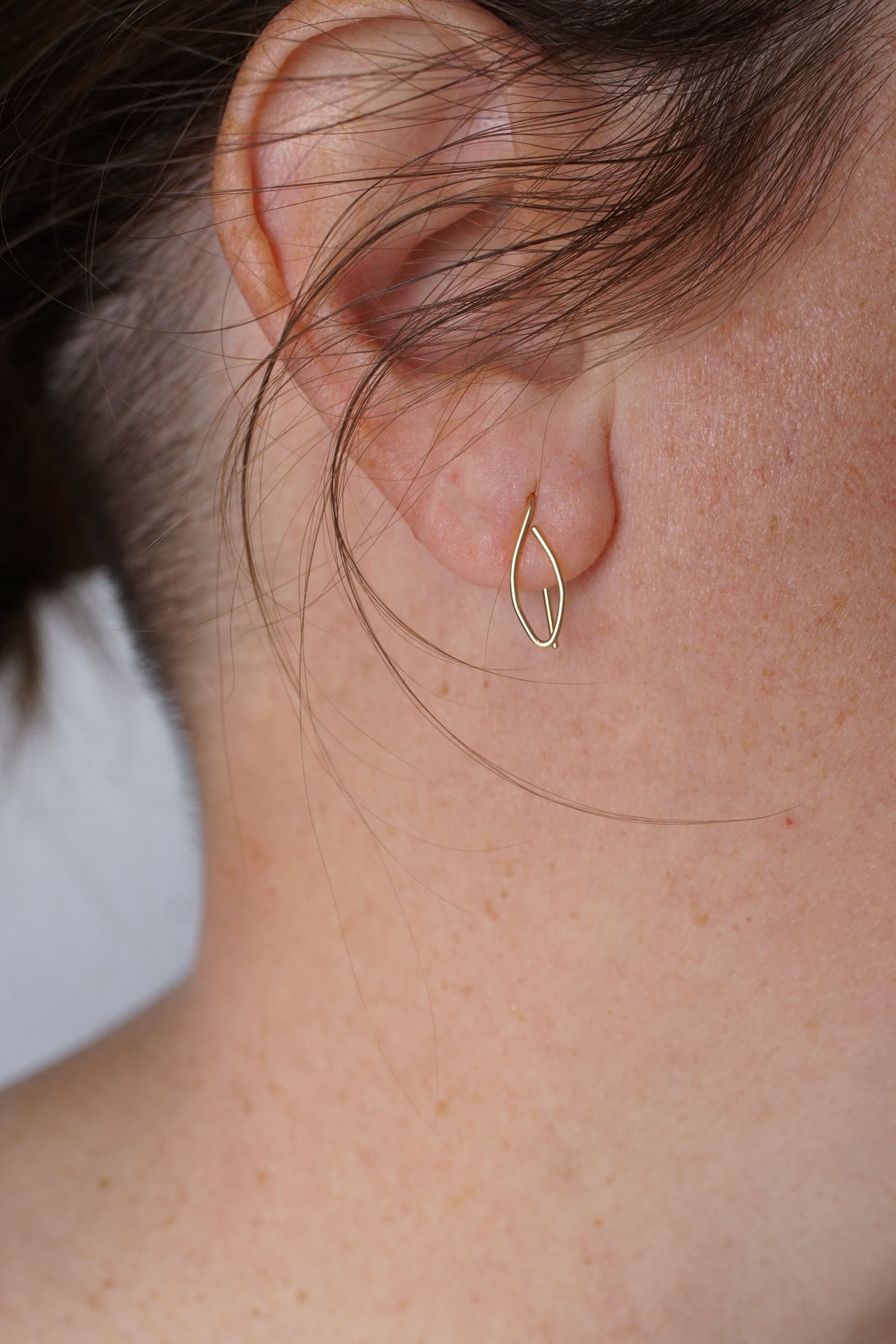 Extra Small Leaf Threader Earrings in silver or gold-filled