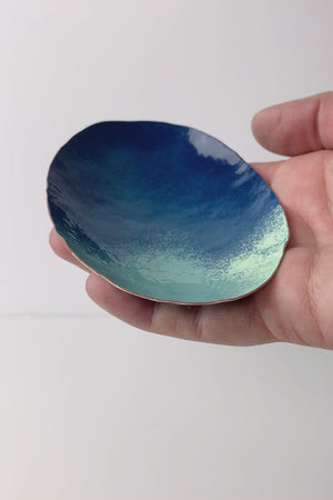 Oval Copper Dish in Azure and Turquoise