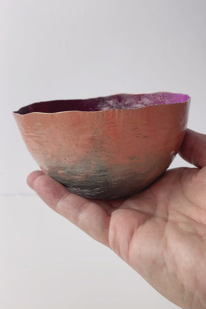 Colorful Copper Bowl in Burgundy, Magenta, and Blush
