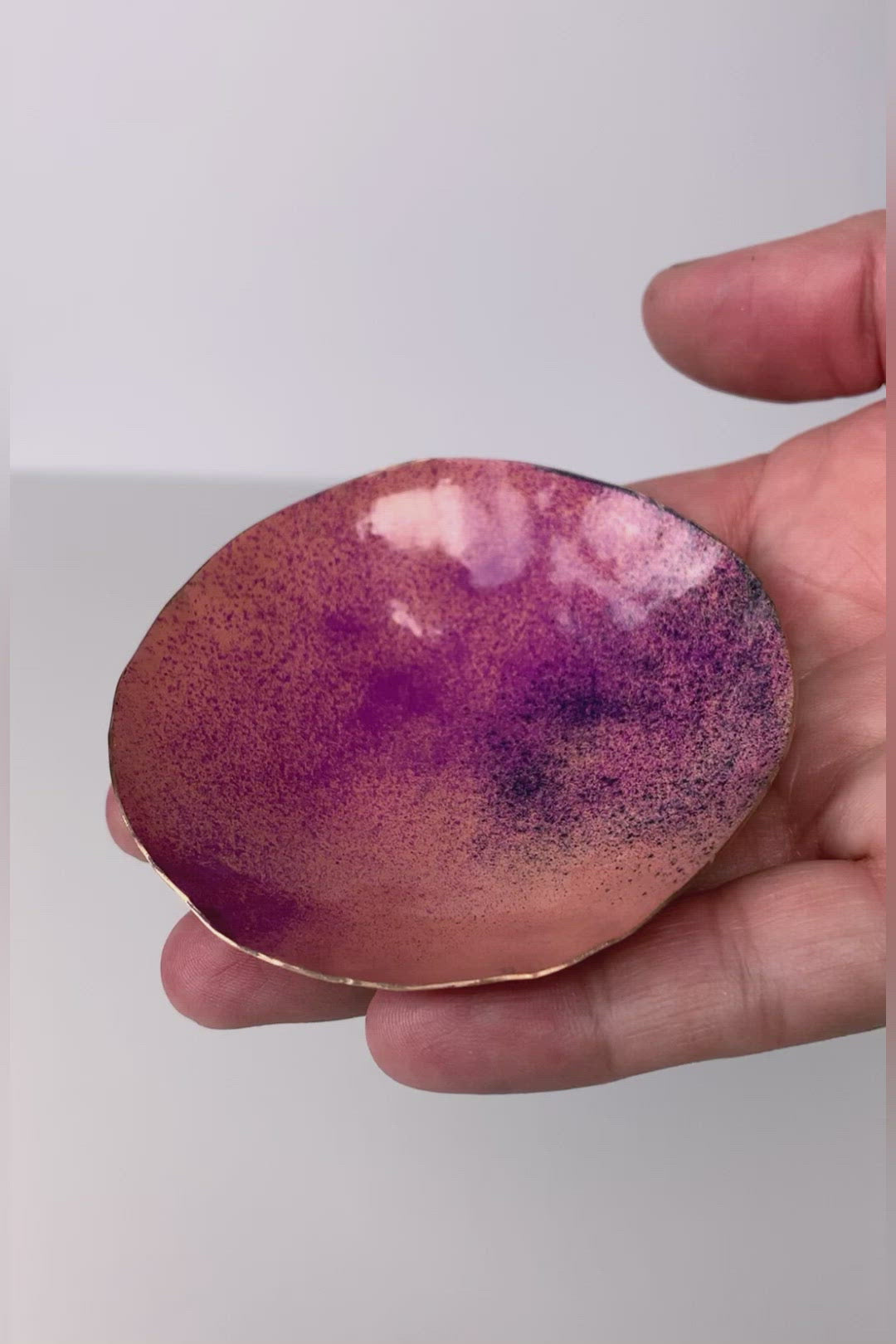 Little Copper Dish in Coral and Magenta