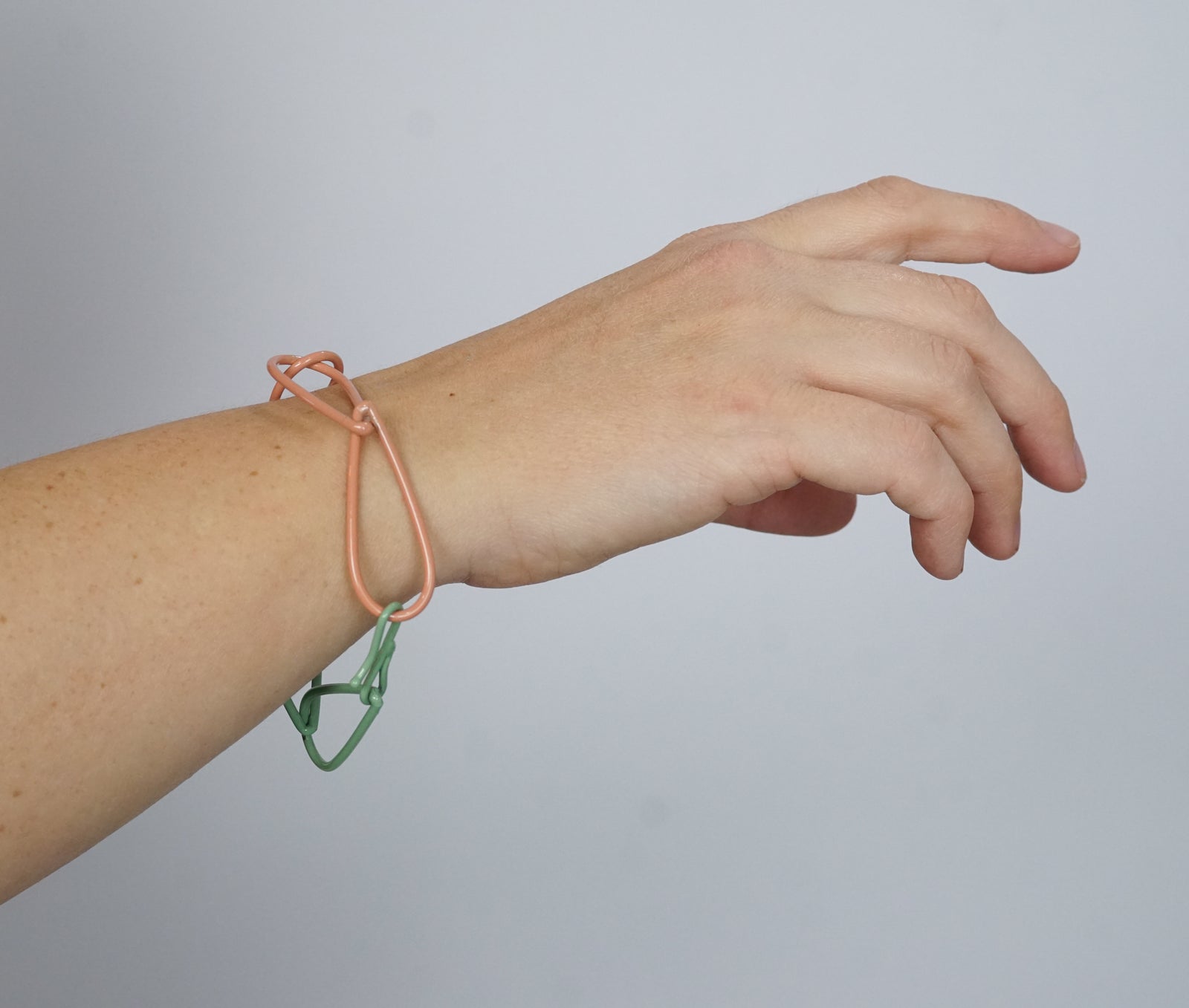 Modular Bracelet in Dusty Rose and Pale Green - medium
