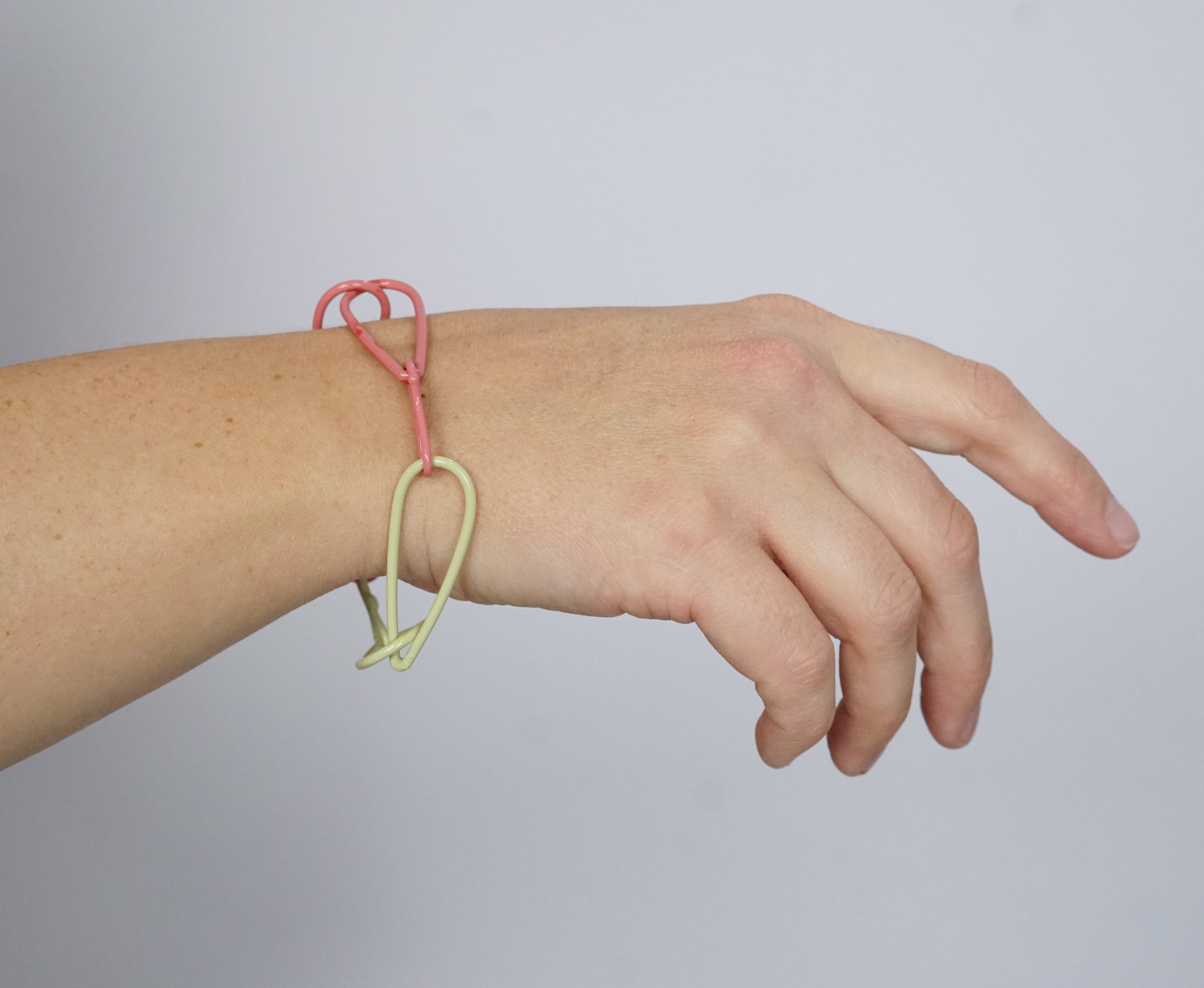 Modular Bracelet in Light Raspberry and Green Sand - medium
