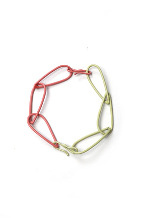 Modular Bracelet in Green Sand and Light Raspberry - large/extra large