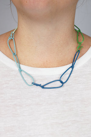 Modular Necklace in Azure Blue, Fresh Green, Soft Mint, and Faded Teal