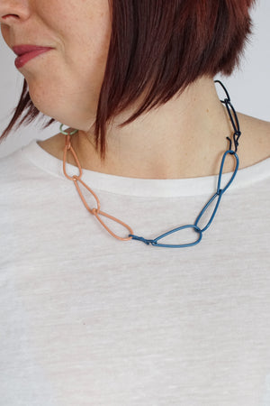 Modular Necklace in Dark Navy, Azure Blue, Soft Mint, and Dusty Rose