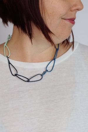 Modular Necklace in Dark Navy, Azure Blue, Soft Mint, and Light Raspberry