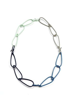 Modular Necklace in Dark Navy, Azure Blue, Soft Mint, and Stone Grey