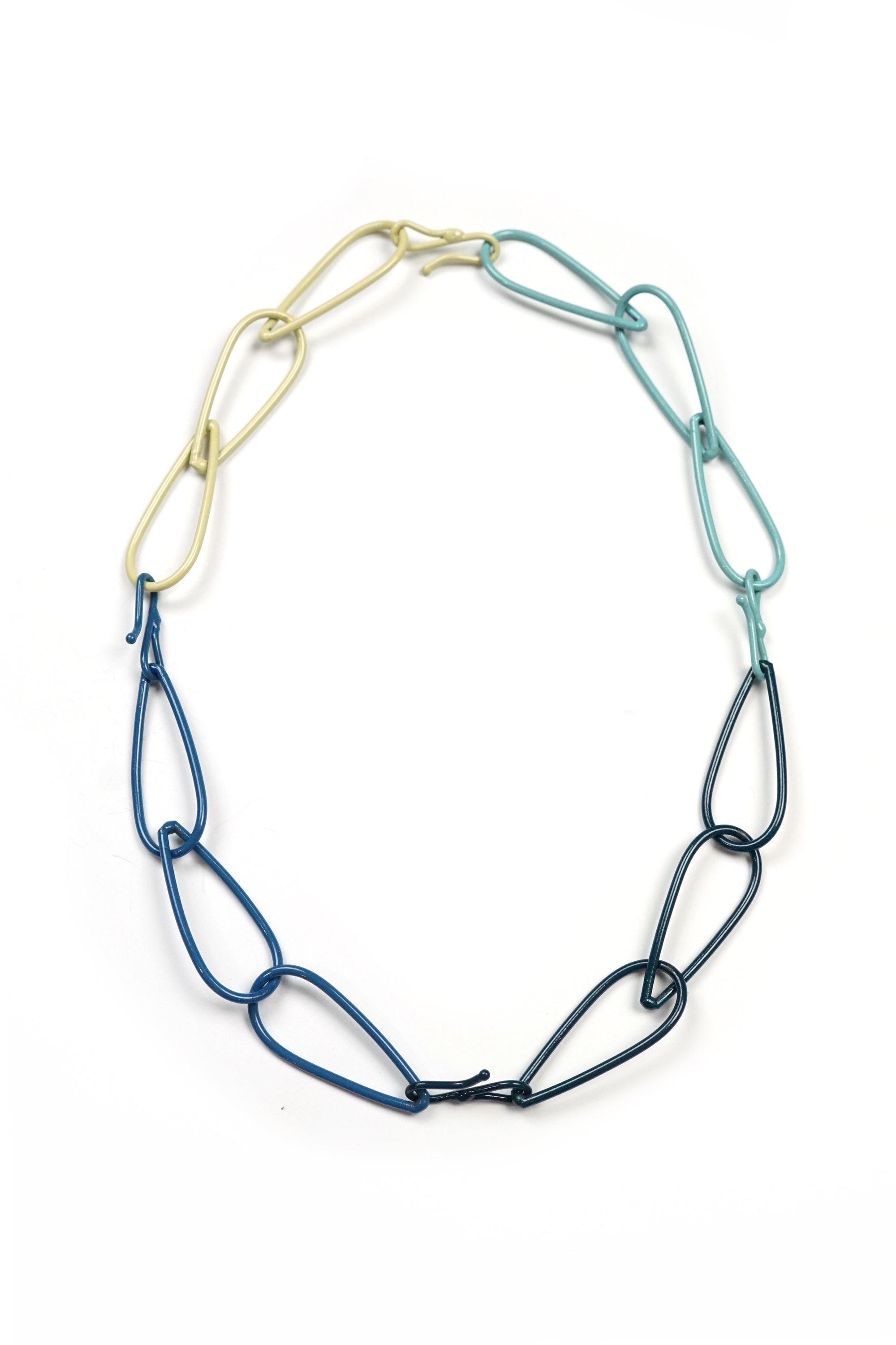 Modular Necklace in Deep Ocean, Azure Blue, Faded Teal, and Green Sand