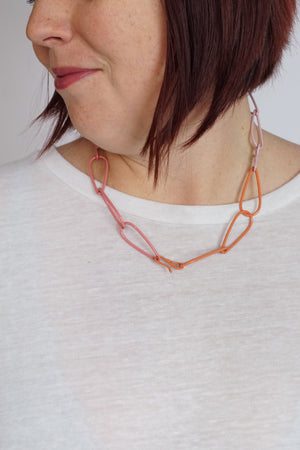 Modular Necklace in Dusty Rose, Desert Coral, Light Raspberry, and Bubble Gum