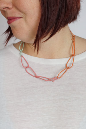 Modular Necklace in Dusty Rose, Desert Coral, Light Raspberry, and Soft Mint