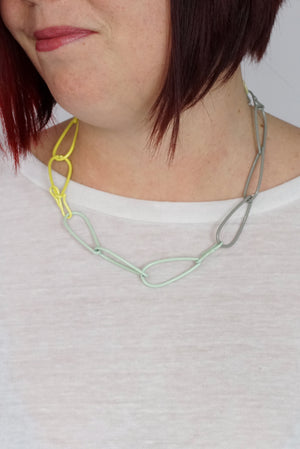 Modular Necklace in Bright Yellow, Green Sand, Soft Mint, and Stone Grey