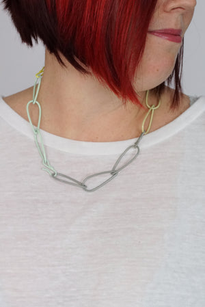 Modular Necklace in Bright Yellow, Green Sand, Soft Mint, and Stone Grey