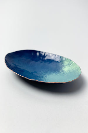 Oval Copper Dish in Azure and Turquoise