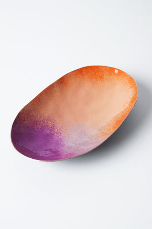 Oval Copper Dish in Blush and Magenta