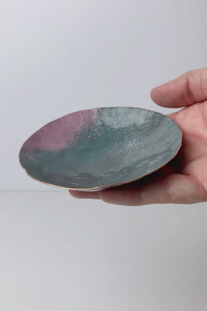 Round Copper Dish in Grey and Lavender