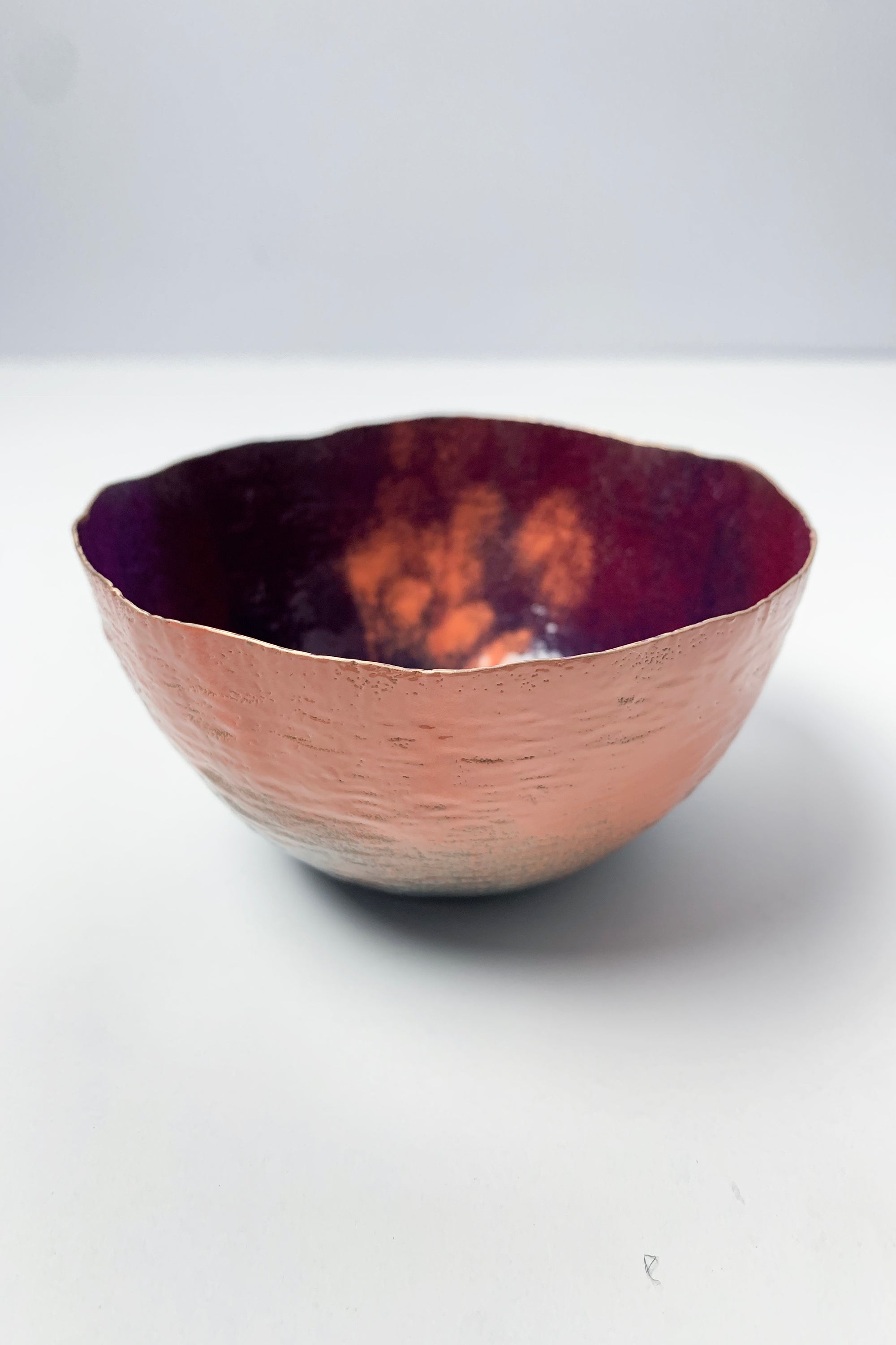 Colorful Copper Bowl in Burgundy, Magenta, and Blush