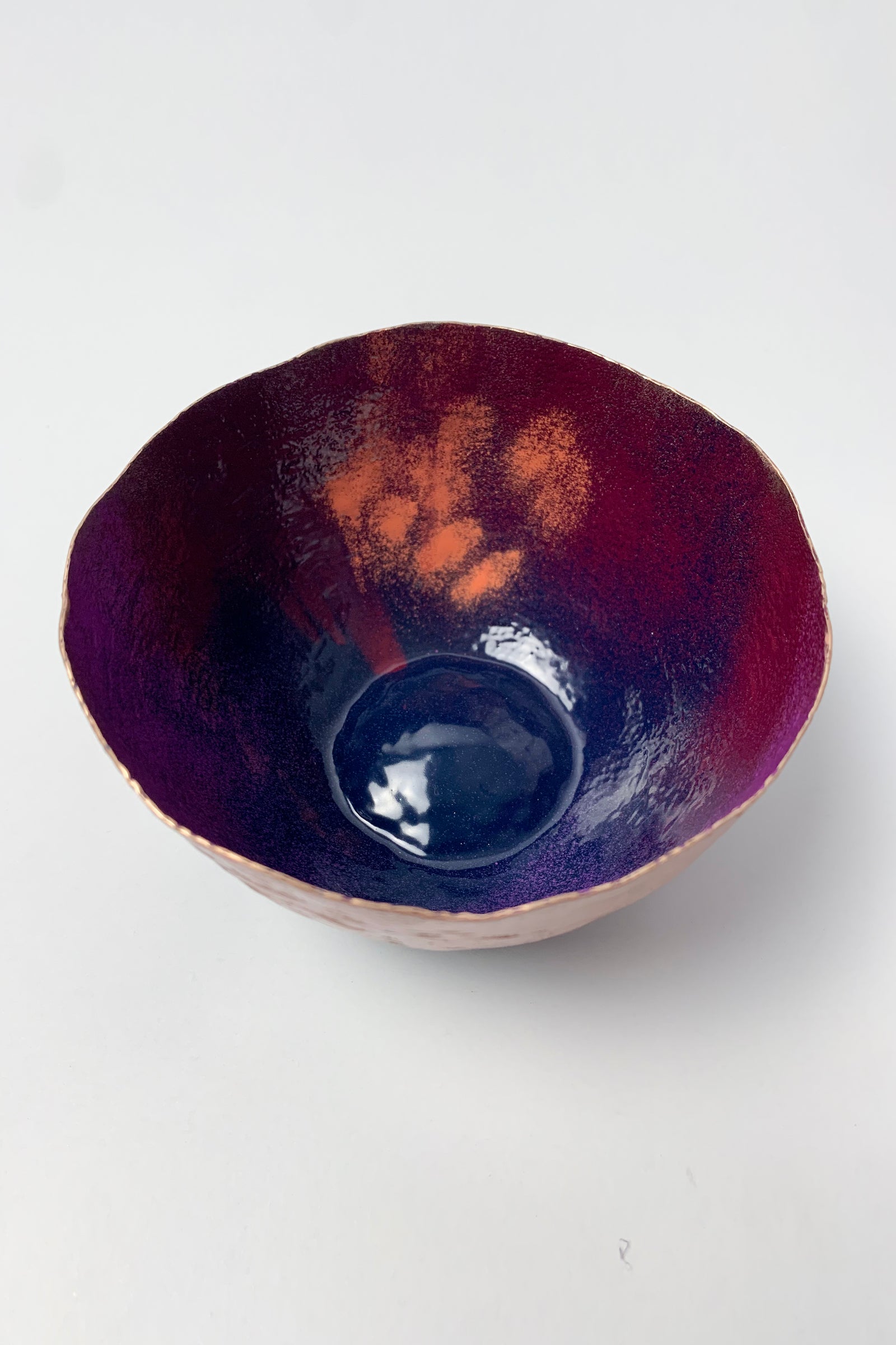Colorful Copper Bowl in Burgundy, Magenta, and Blush