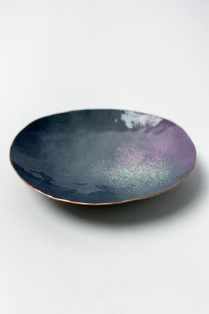 Round Copper Dish in Grey and Lavender