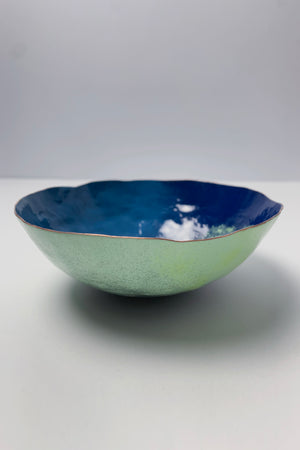 Colorful Copper Bowl in Azure Blue and Soft Mint