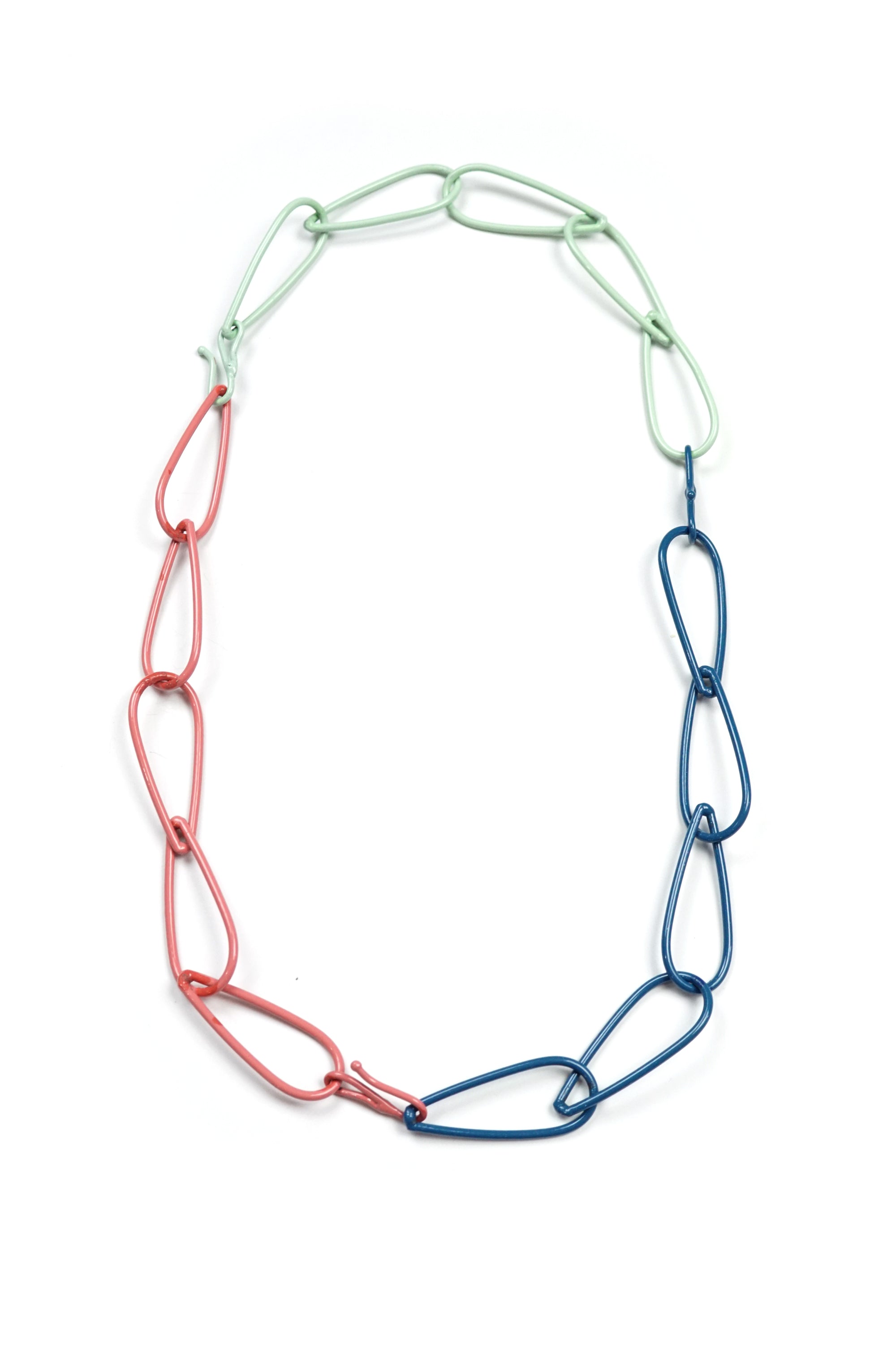 Modular Necklace in Azure Blue, Light Raspberry, and Soft Mint