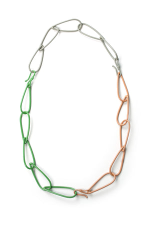 Modular Necklace in Fresh Green, Dusty Rose, and Stone Grey