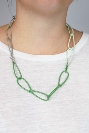 Modular Necklace in Fresh Green, Soft Mint, and Stone Grey