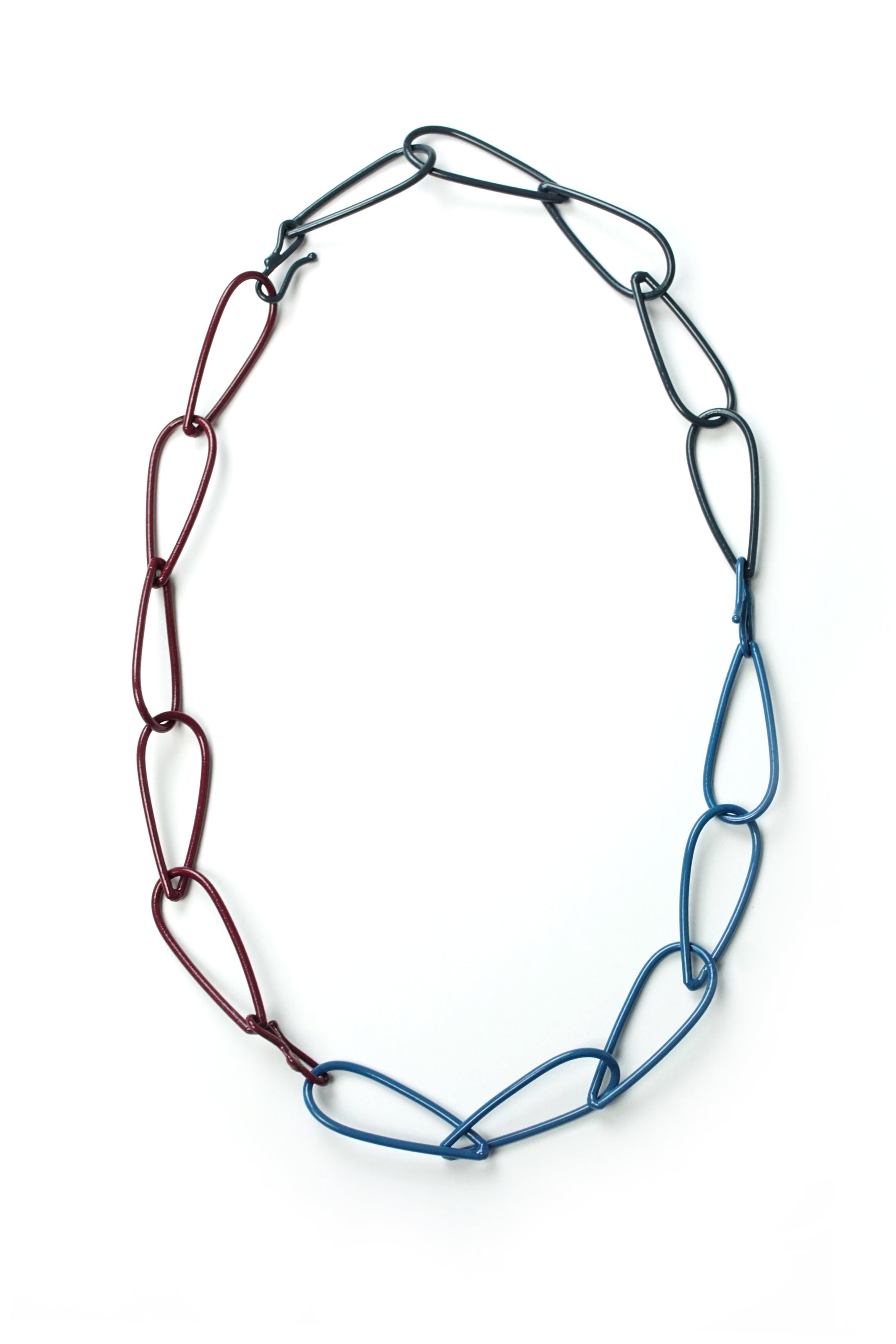 Modular Necklace in Lush Burgundy, Azure Blue, and Midnight Grey