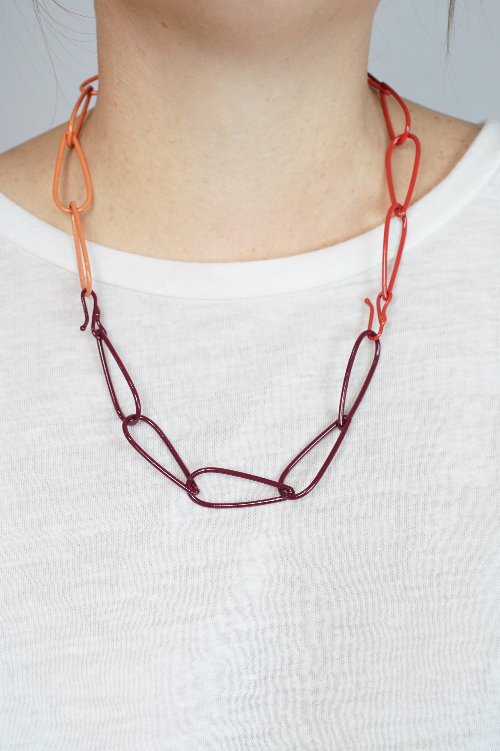 Modular Necklace in Lush Burgundy, Coral Red, and Desert Coral