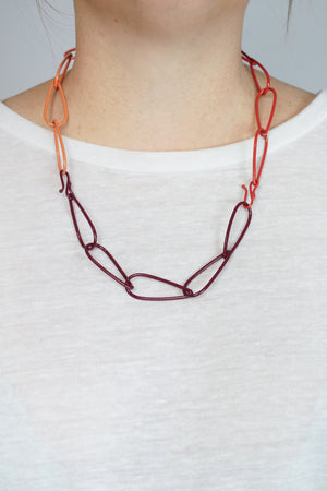 Modular Necklace in Lush Burgundy, Coral Red, and Desert Coral