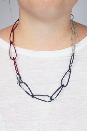 Modular Necklace in Lush Burgundy, Midnight Grey, and Stone Grey