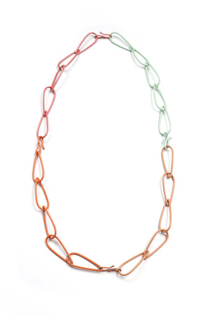 Long Modular Necklace in Dusty Rose, Desert Coral, Light Raspberry, and Pale Mint
