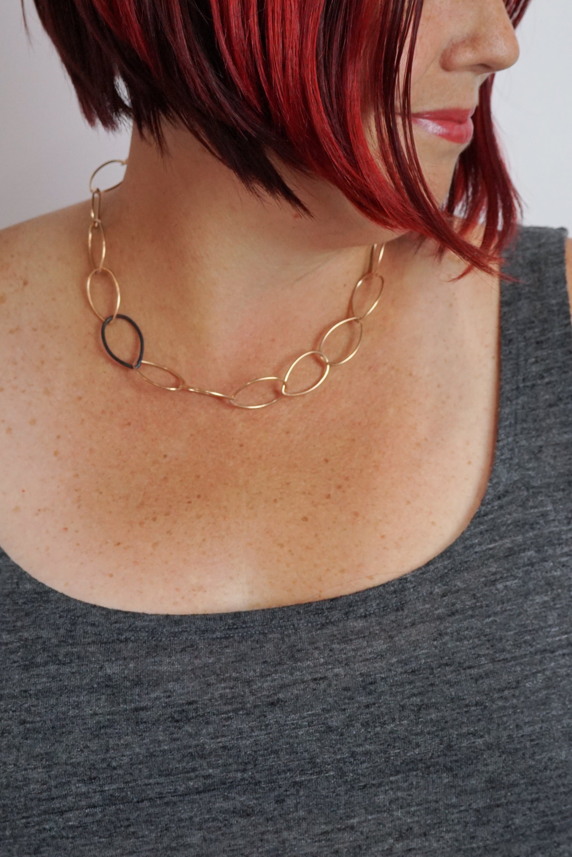 Audrey necklace - bronze with steel accent
