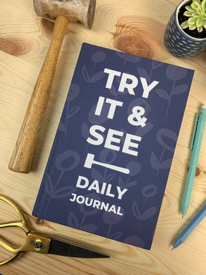 Try It & See Daily Journal in Blue Floral Hardcover