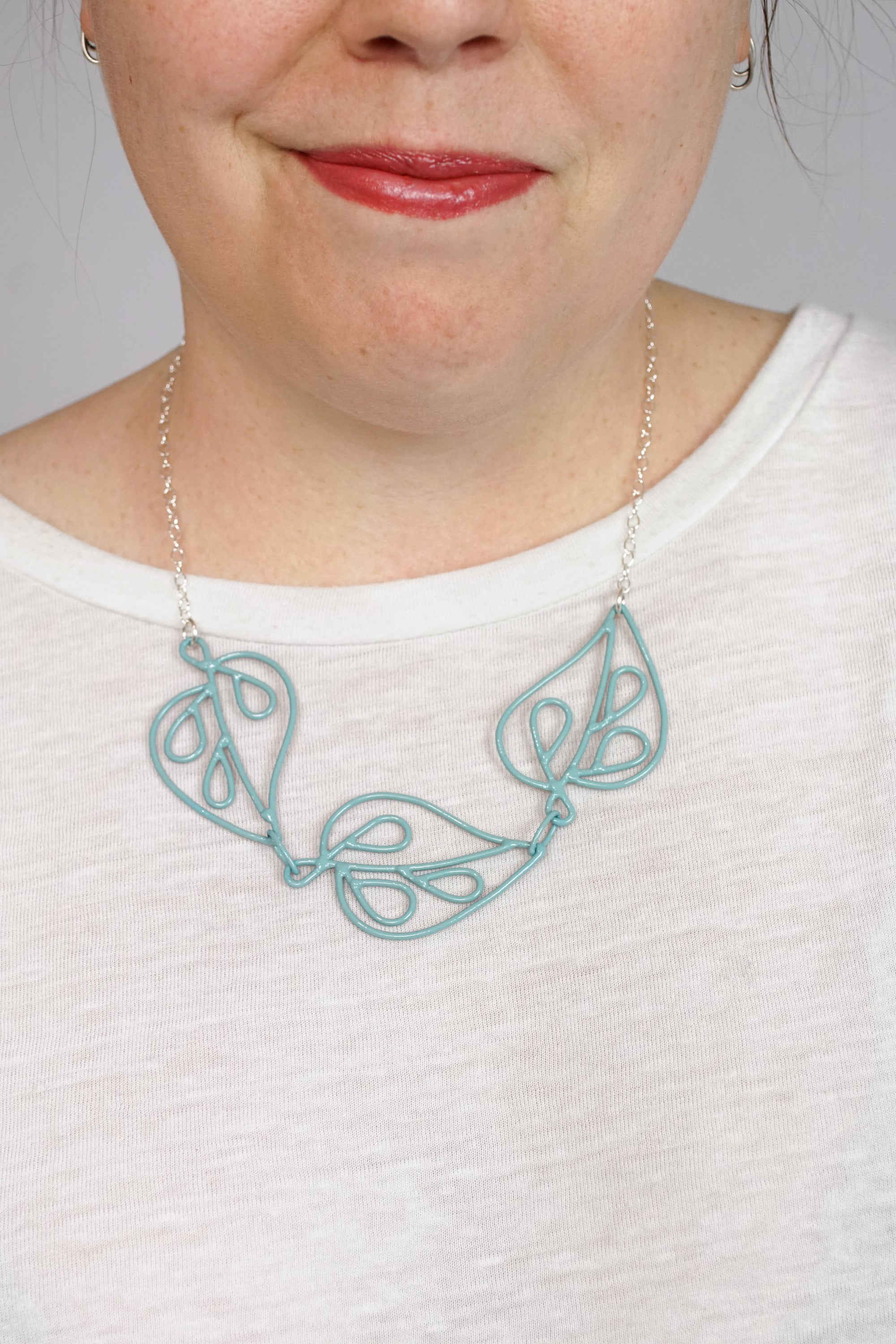 Ada Petite Triple Necklace in Faded Teal