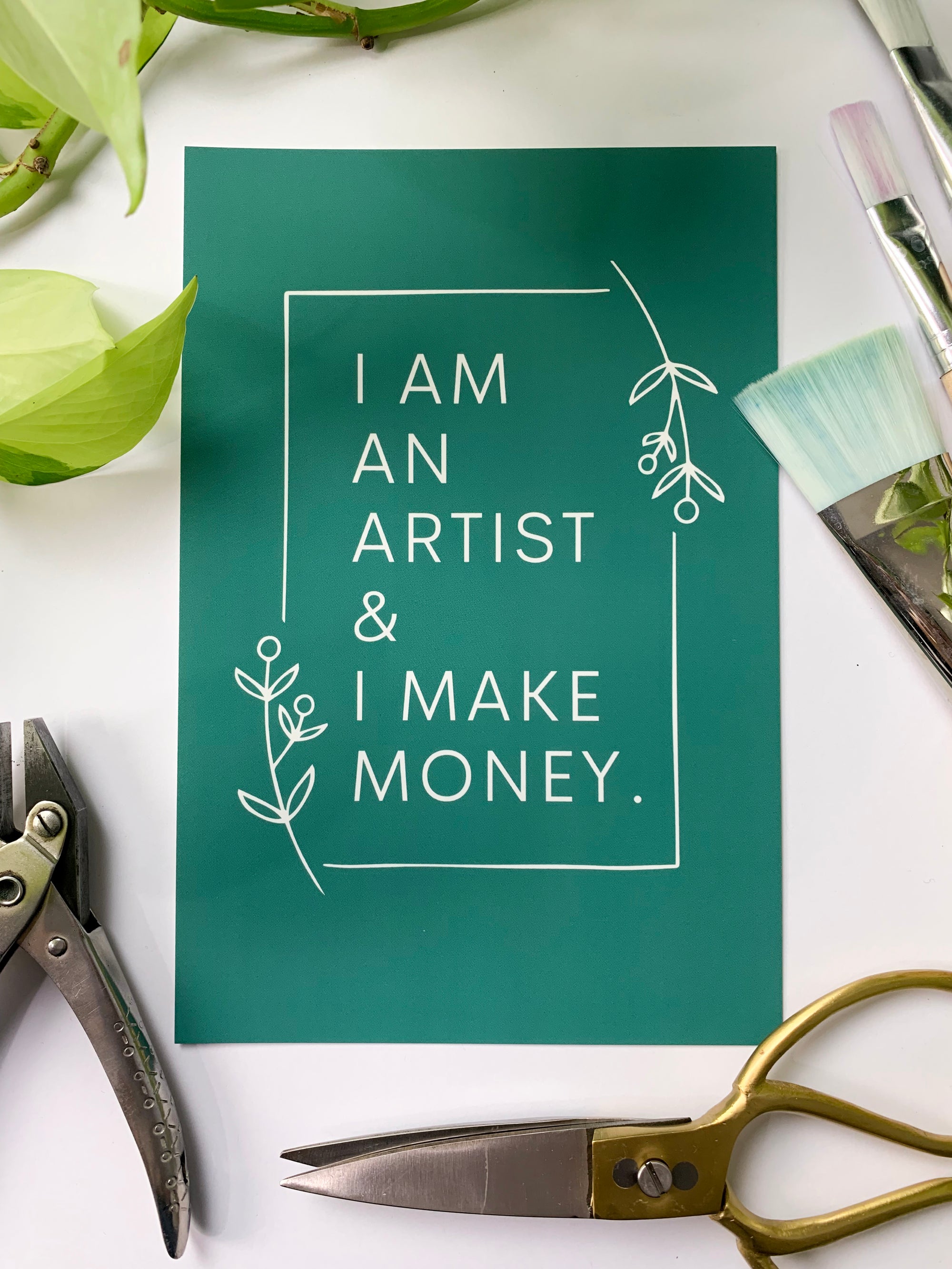 I am an artist & I make money Mini Print