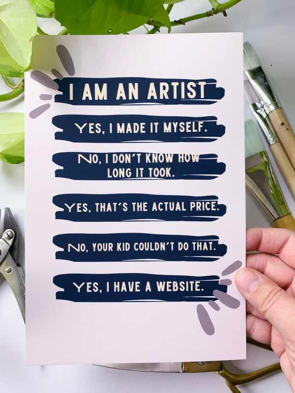 I am an artist "yes" and "no" Mini Print - megan auman