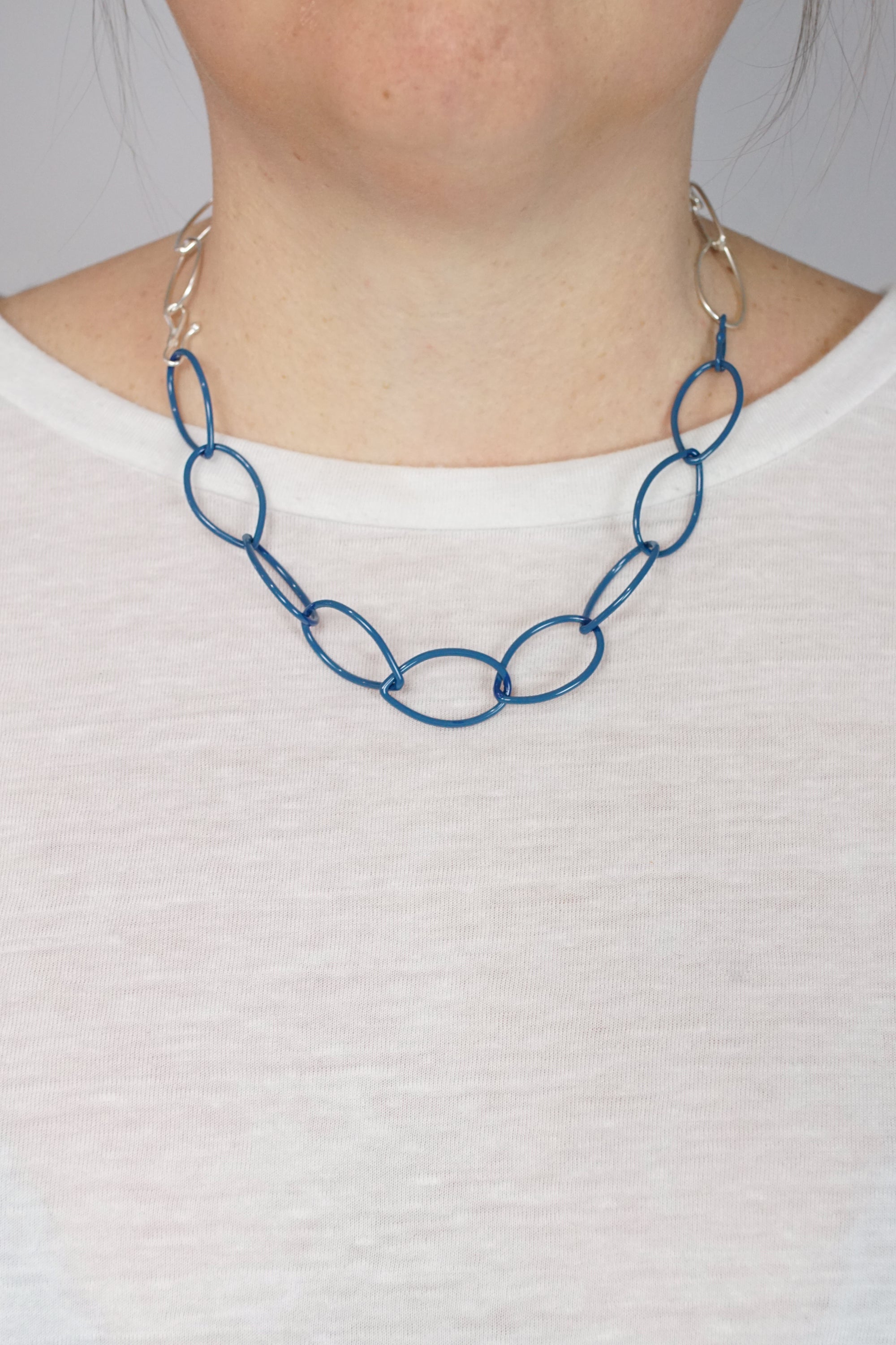 Audrey necklace in Silver and Azure Blue