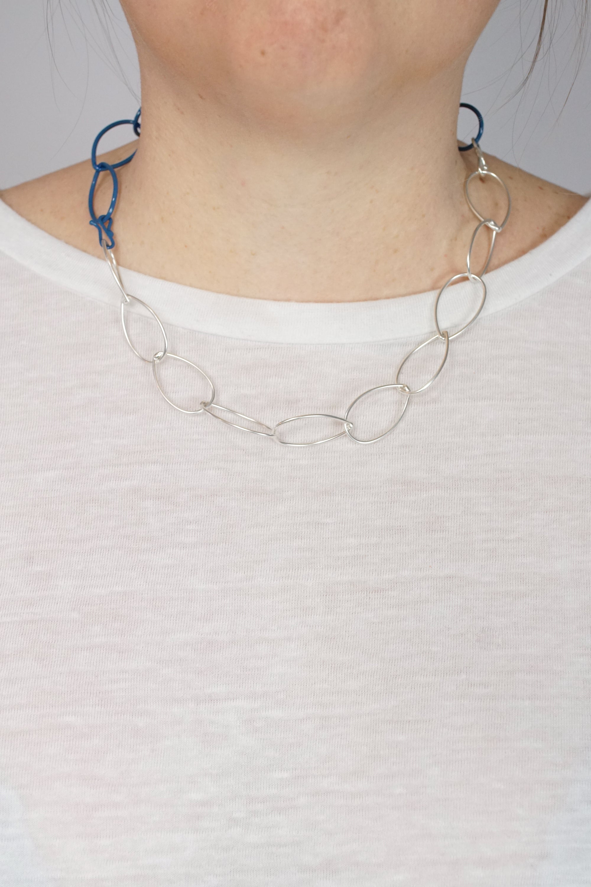 Audrey necklace in Silver and Azure Blue